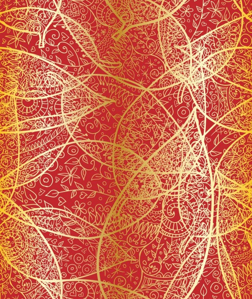 золотые листья на красном фоне