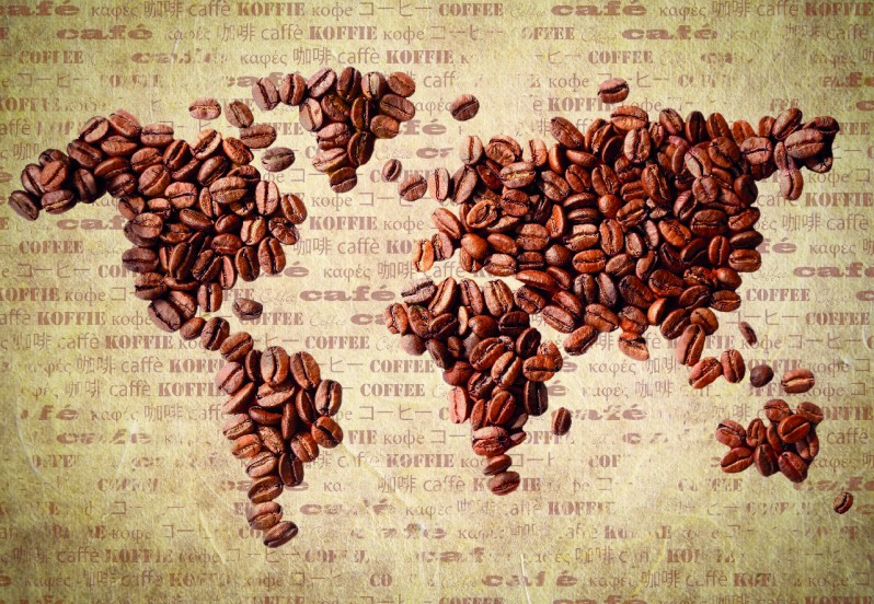 карта из кофейных зерен