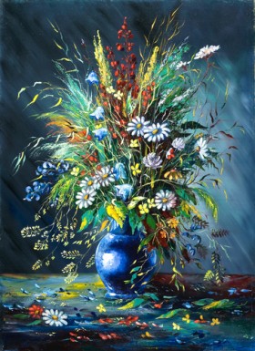картина цветы в вазе