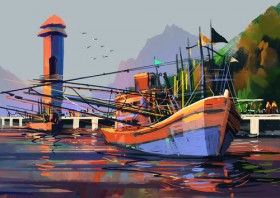 лодка нарисованная